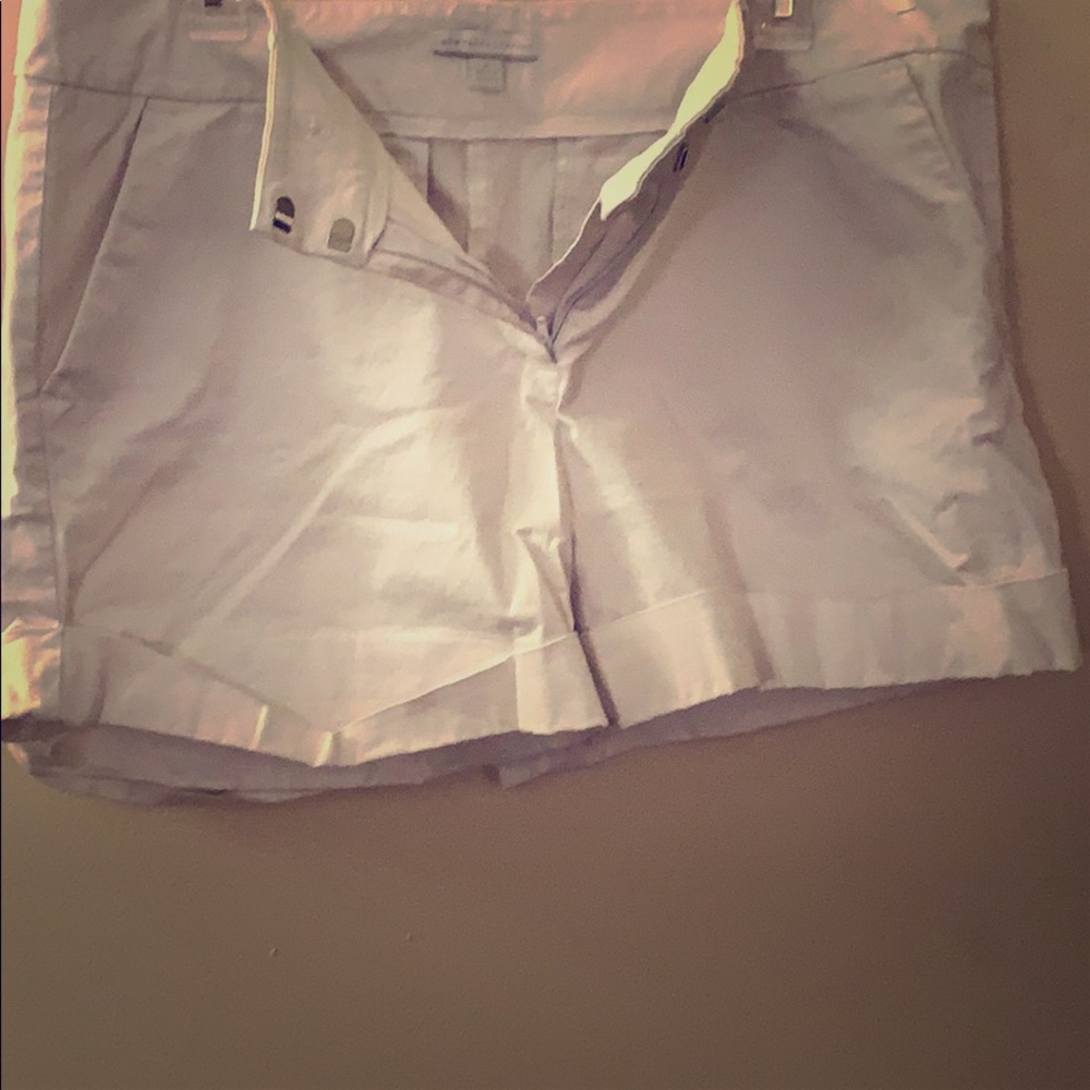 White linen shorts